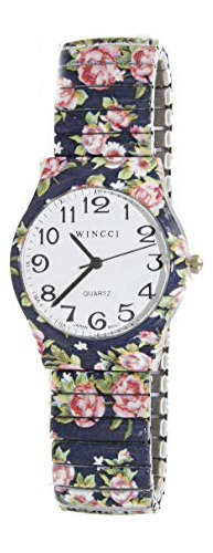 Reloj Para Mujer Con Banda Elástica En Tono Estampado Floral