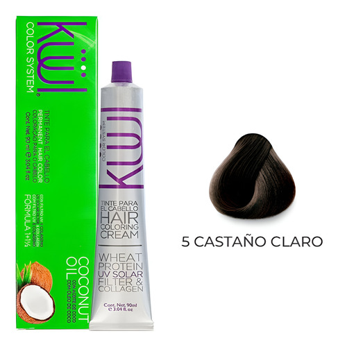 Tinte Kuul Tono 5 Castaño Claro 90ml + Peroxido 10 Vol 135ml