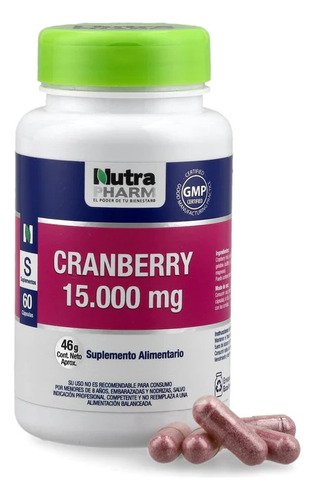 Nutra Pharm Cranberry 15.000mg y Vitamina C 60 Cap Sin Sabor