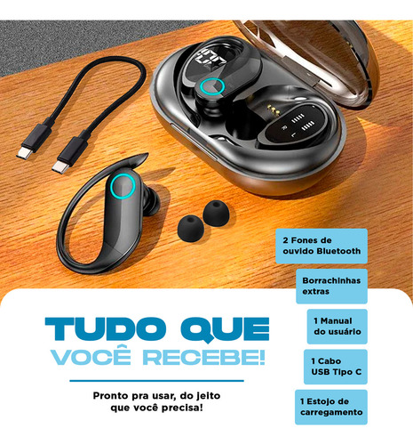 Fone De Ouvido Bluetooth Sem Fio Tws Esportivo Compatível Com iPhone Samsung Xiaomi Lenovo Motorola Xt80 Lp75 Celular Android Ios Academia Caminhada Tipo Gancho Casenn