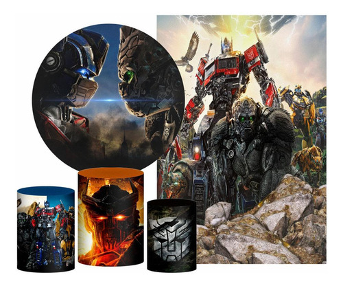 Kit Casado Transformers Painel Redondo Trio Capas Cilindro