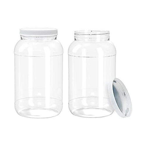 1 Gallon Clear Plastic Jars With Lids, Wide Mouth Stora...