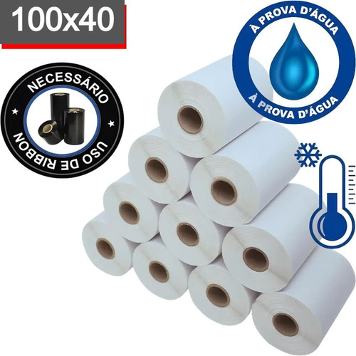 20 Rolos Etiqueta 100x40 Bopp Zebra Argox Elgin