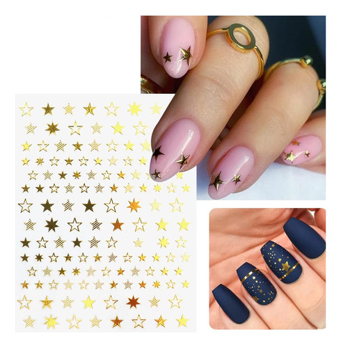 7 Colores Estrella Uñas Arte Pegatinas Lujo 3d Autoadhesivo