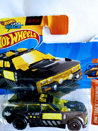 Auto Hot Wheels Español Track Dwagon Nuevo Esc 1, 64 7 Rdf1 Negro Ploteado Con Vidrios Amarillos El Ploter Amarillo Dice 009x