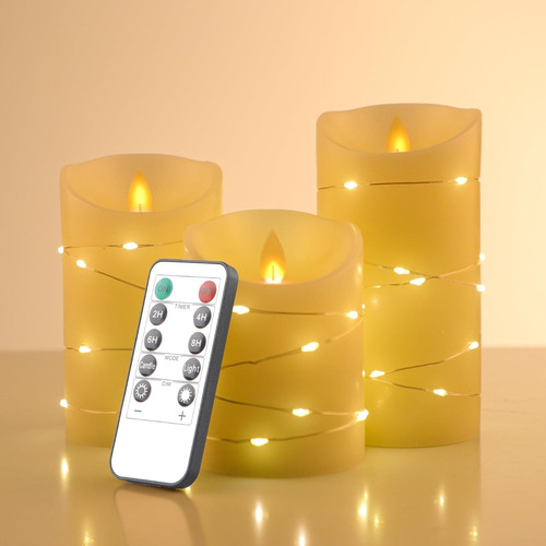 Velas Led Sin Llama (pack De 3) Con Control Remoto