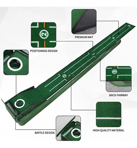 Imagen 10 de 10 de Golf Putting Green Practice Mat Equipo De Entrenamiento Para