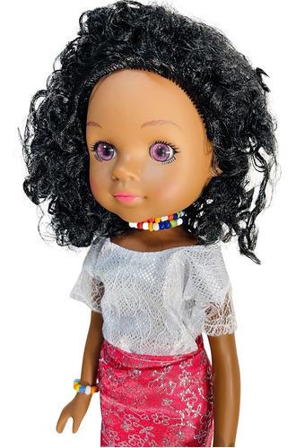 Auldon Toys Amaka Girl Doll, Muñeca Negra Africana De 14 Pul
