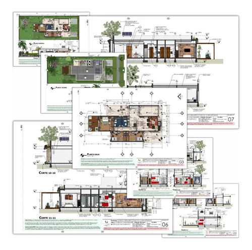Plano De Casa Moderna Medidas Diseño Color 123m2