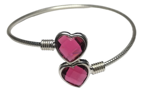 Pulsera Estilo Esclava De Corazon Plata 925 Italiana