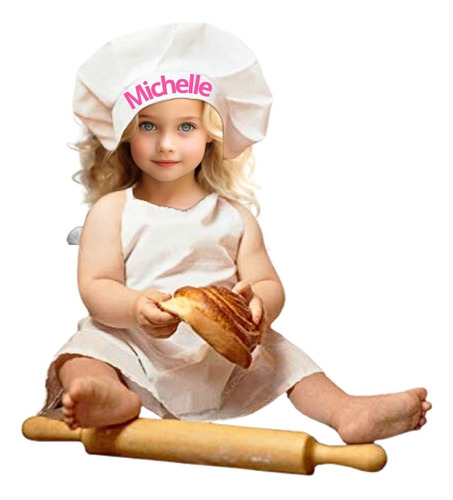 Disfraz Minichef Bebe 100% Tafetán Mini Chef +gorro + Nombre