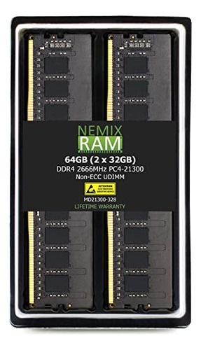 Nemix Ram 64gb 2x32gb Ddr4-2666 Pc4-21300 2rx8 Memoria Sin