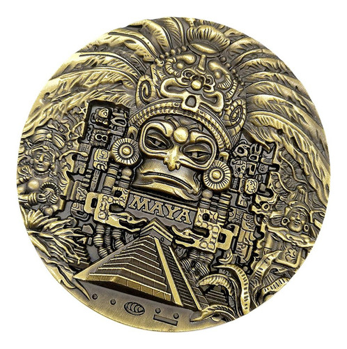 80mm Moneda Conmemorativa Grabado De Civilización Maya Arte
