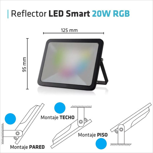 Imagen 4 de 10 de Reflector Led 20w iMac Smart Multiled Rgb Bluetooh App
