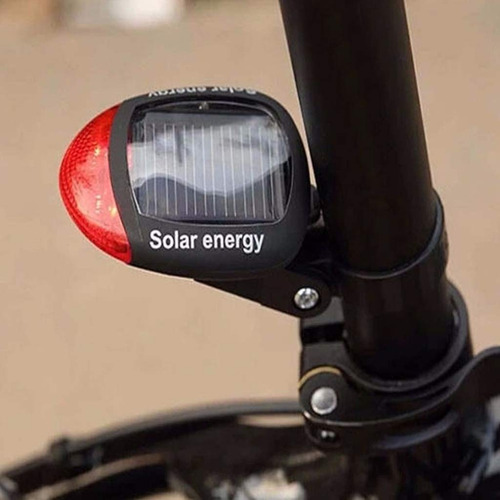 Luces Traseras Led Recargables Bicicleta Energía Solar Negro