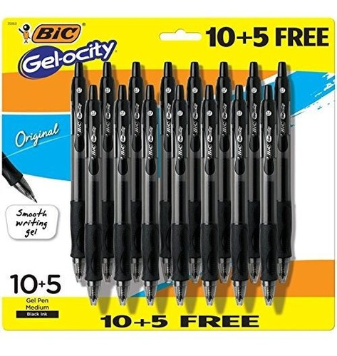 Pluma Gel Bic Gel-ocity 0.7 Mm Negro X15