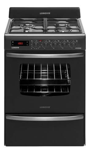 Imagen 2 de 10 de Cocina A Gas Longvie 21501g 56cm Inox Grill Eléctrico