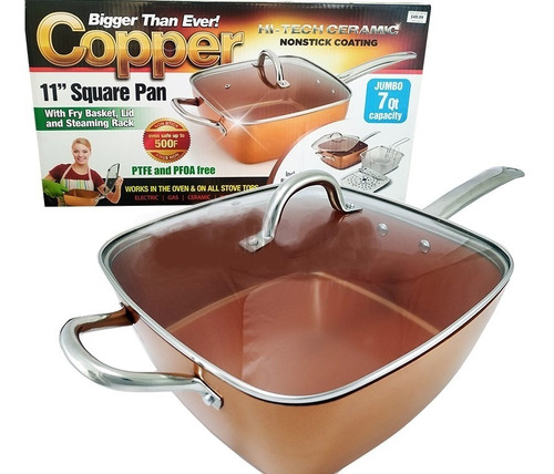 Sarten Copper Jumbo 28,5 Cm Antiadherente Ceramica Cobre Color Cobre Copper