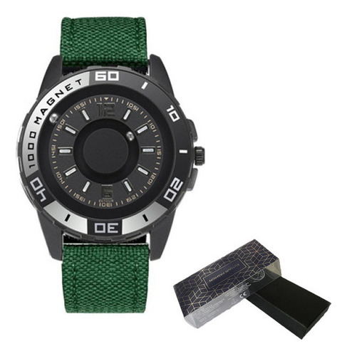 Reloj Eutour Fashion Con Esfera Magnética De Nailon Para Hom Color De La Correa Verde/negro