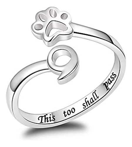 Anillos - Pet Lovers Paw Print Ring Semicolon 925 Sterling S