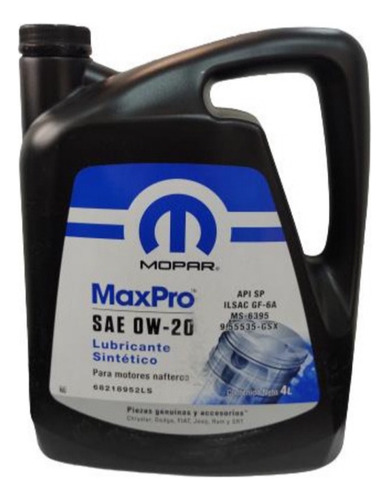 Aceite Mopar Maxpro 0w20 Fiat Cronos X 4 Litros