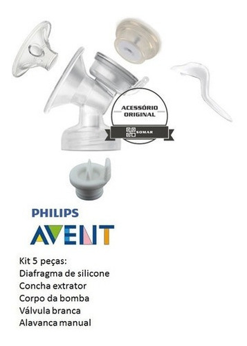 Imagem 1 de 2 de Kit Avent 5 Peças Extrator Leite Scf330 Manual