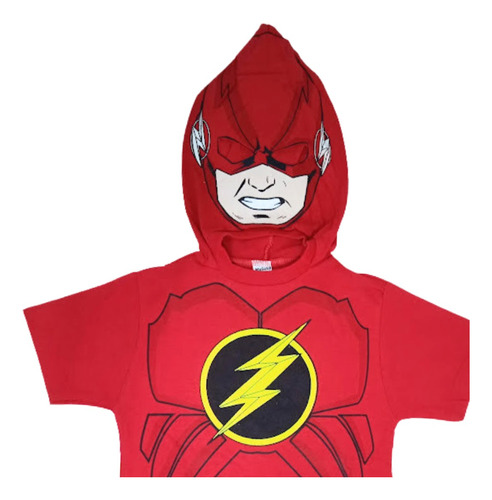 Franela Flash Capucha Super Héroes Marvel Personajes Niño