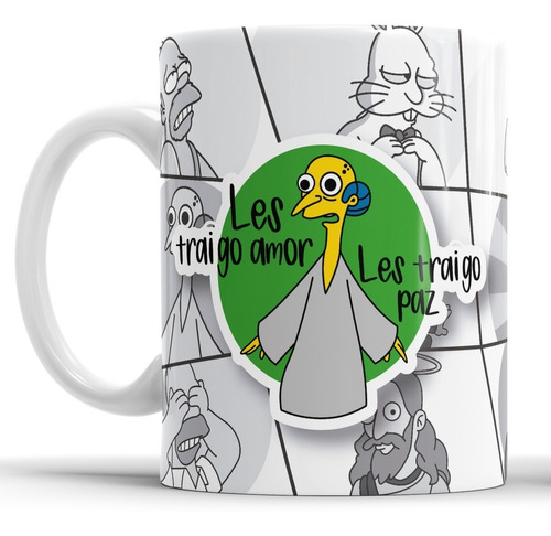 Taza De Cerámica Señor Burns Extraterrestre Paz Los Simpson 