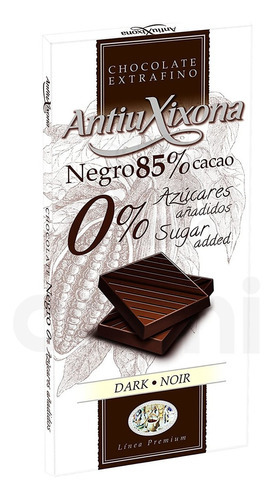 Chocolate Antiu Xixona Negro 85% Sin Azúcar Sin Glúten 100gr