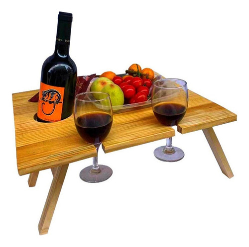 Mesa De Picnic Cuadrada Plegable De Madera Portátil Al Aire