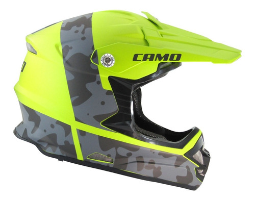 Casco De Cross Para Adulto Power Maxx Camo Amarillo Fluor