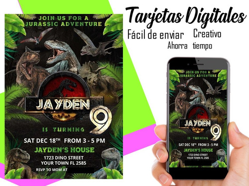 Invitación Digital Dinosaurio, Baby Shower, Cumpleaños Y Mas