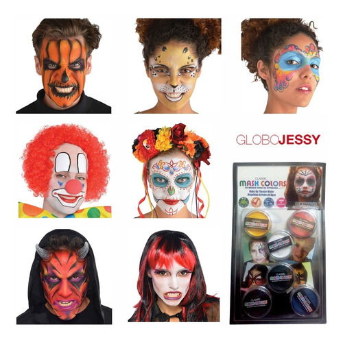 Imagen 4 de 8 de Maquillaje Pintura Cara Set X 6 Unidad Niños Adultos