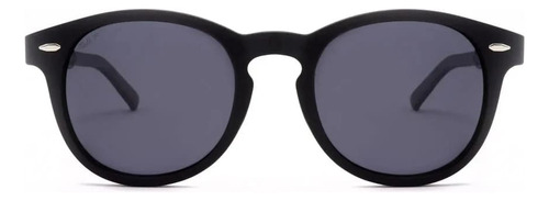 Anteojos Lentes Sol Vulk Cinema Redondo Negro Negro Mate Mblk/grey Pol Negro