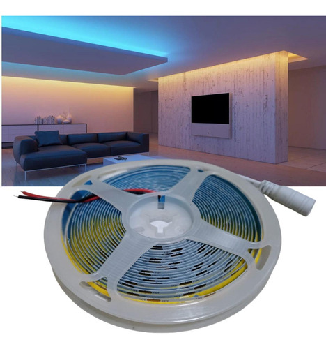Fita Led Cob Smd Linear 5m 12v Flexível 320 Leds/m Com Fonte