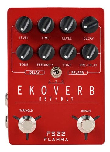 Pedal Guitarra Flamma Reverb E Delay Ekoverb Fs22 Cor Bordô