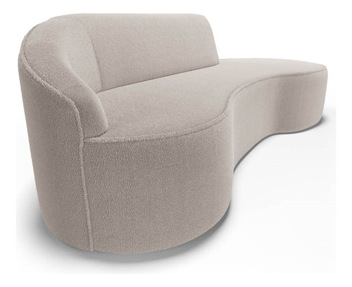 Sofá Living 3 Lugar 210cm Braço Esquerdo Mozart Bouclê Bege Cor Creme