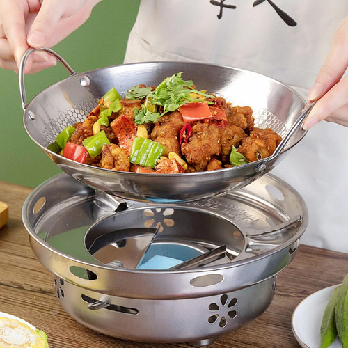 3 Wok De Aço Inoxidável Com Orelha Dupla Espessada,