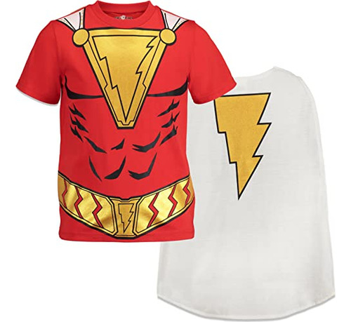 Dc Comics Shazam - Camiseta Para Niño Pequeño Con Capa (rojo