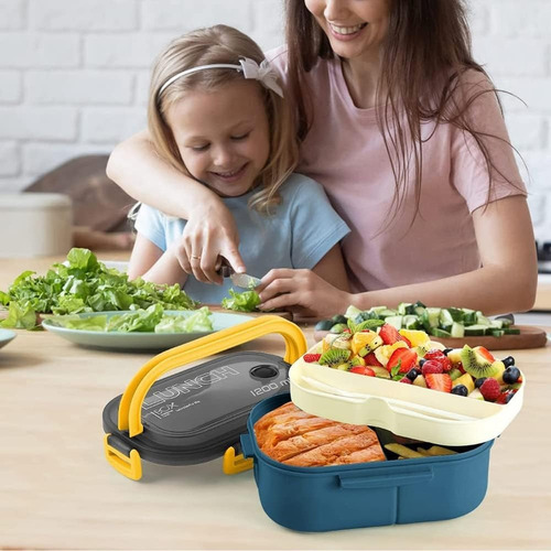 Wf Fiambrera De Doble Capa Con Compartimentos Lonchera Bento