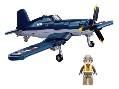 Blocos De Montar Caça Americano Corsair Wwll - 550 Peças