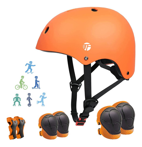 Jeefree Juego De Casco De Bicicleta Con Rodilleras, Coderas,