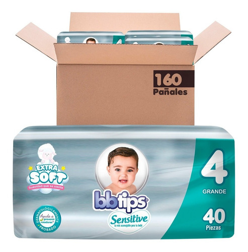 Bbtips Sensitive Extra Soft Talla 4 caja de pañales 160 unidades
