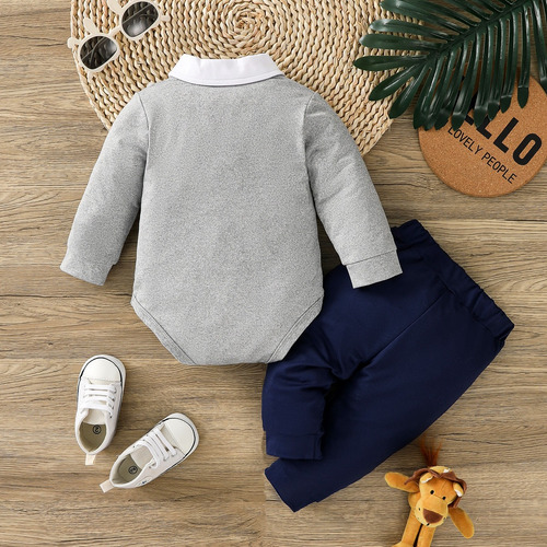 Conjunto 2 Pcs De Mameluco Con Estampado De Leoncitos Bebes Gris 0-3 M
