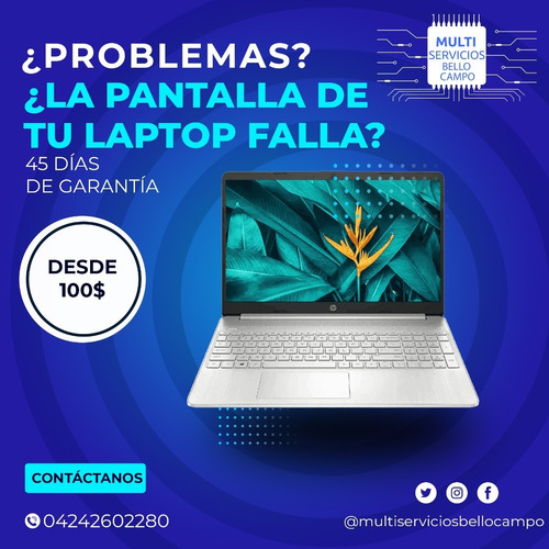 Imagen 1 de 2 de Servicio Tecnico Reemplazo De Pantalla Laptop Hp Dell Lenovo