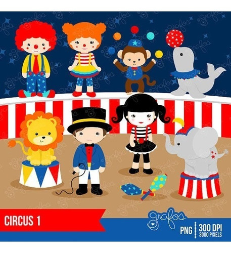 Kit Imprimible Circo Payasos Imagenes Clipart Cod809
