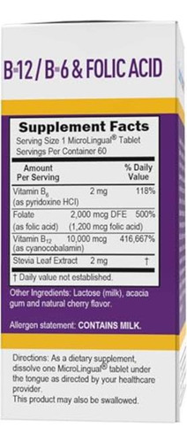 Superior Source Vitamina B12 B6 Ácido Fólico 60 Tabletas