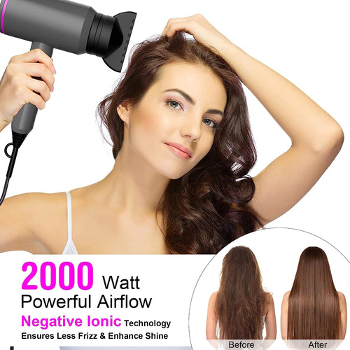 Fezax Secador De Cabello Ionico 2000w Rendimiento De Salo...