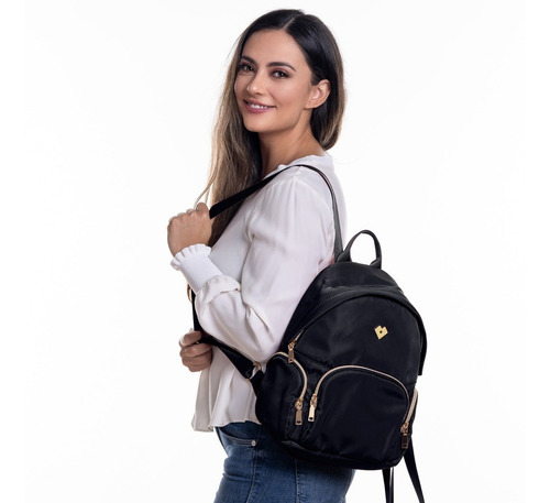 Mochilas Mujer Juveniles, Backpack Tipo Bolsa Dama Luckyly Color Negro