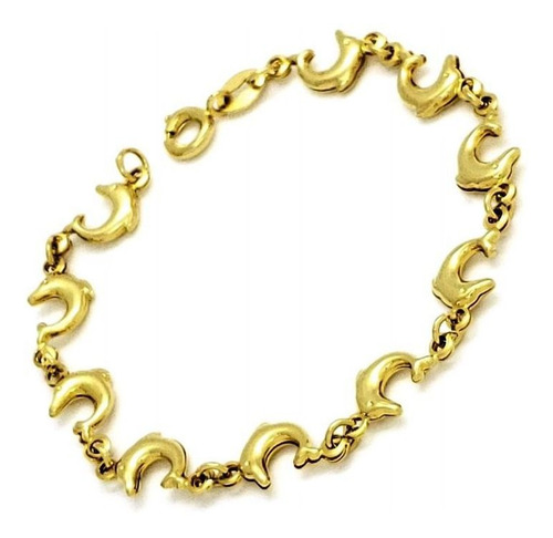 Pulseira Infantil Golfinhos Banho Ouro 18k 1585